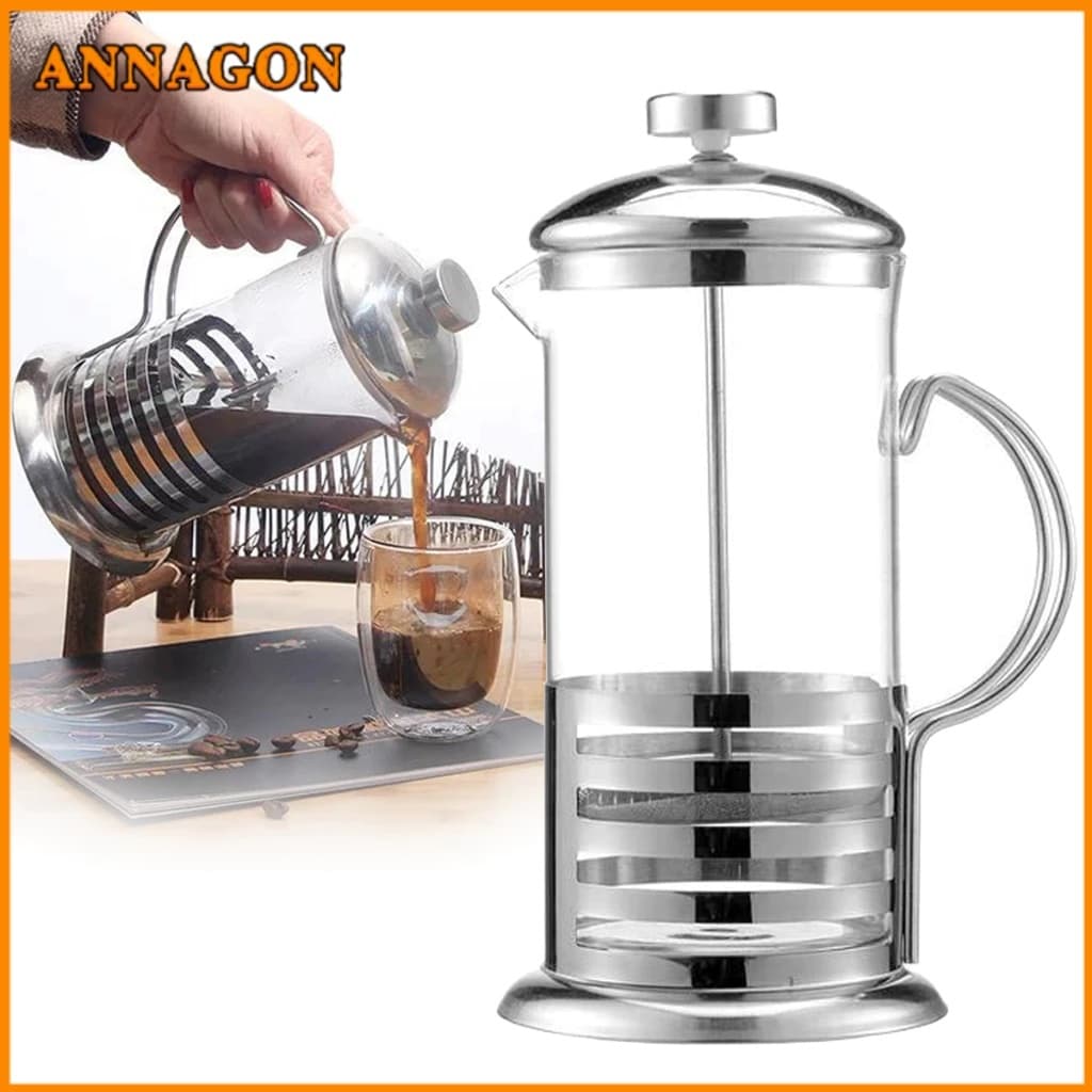 Cafeteira Prensa Francesa 800ml de Inox Vidro Cremeira para Café Leite Filtro de aço Inoxidável