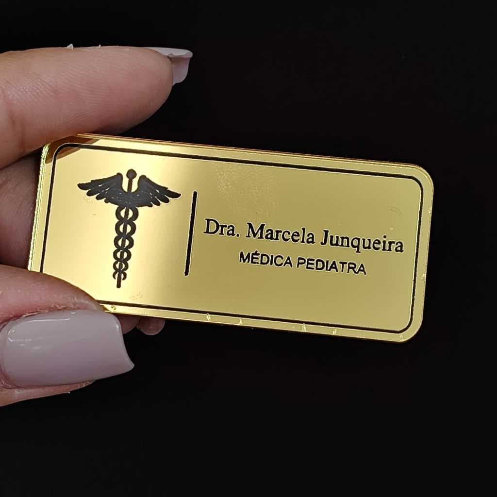 Broche/ Crachá Magnético Personalizado Profissional | Para Médicos, Clínicas, Empresas|ABS ou Acrílico Espelhado 2,5x5cm