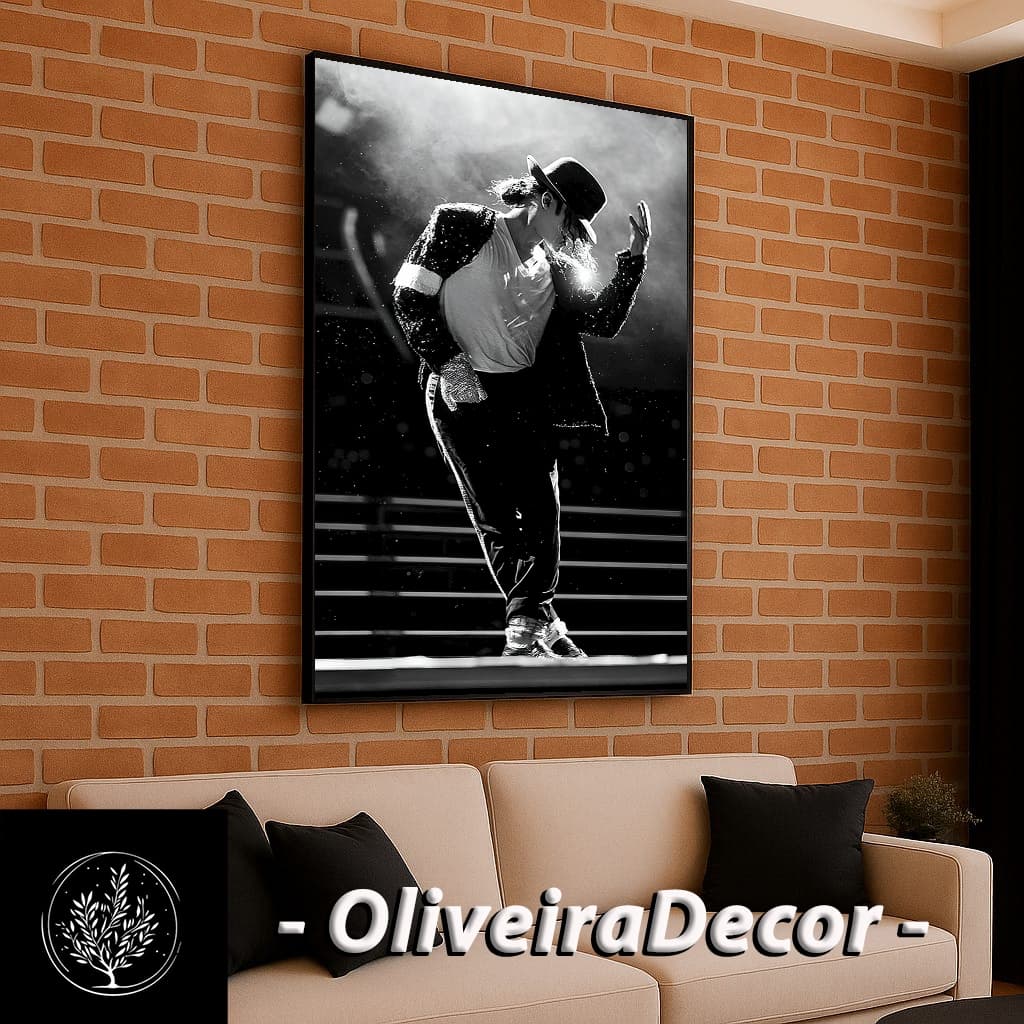 QUADRO DECORATIVO CANTOR MICHAEL JACKSON MUSICA REI POP 1 PEÇA 90X70  DECORAR SALA QUARTO ESCRITORIO