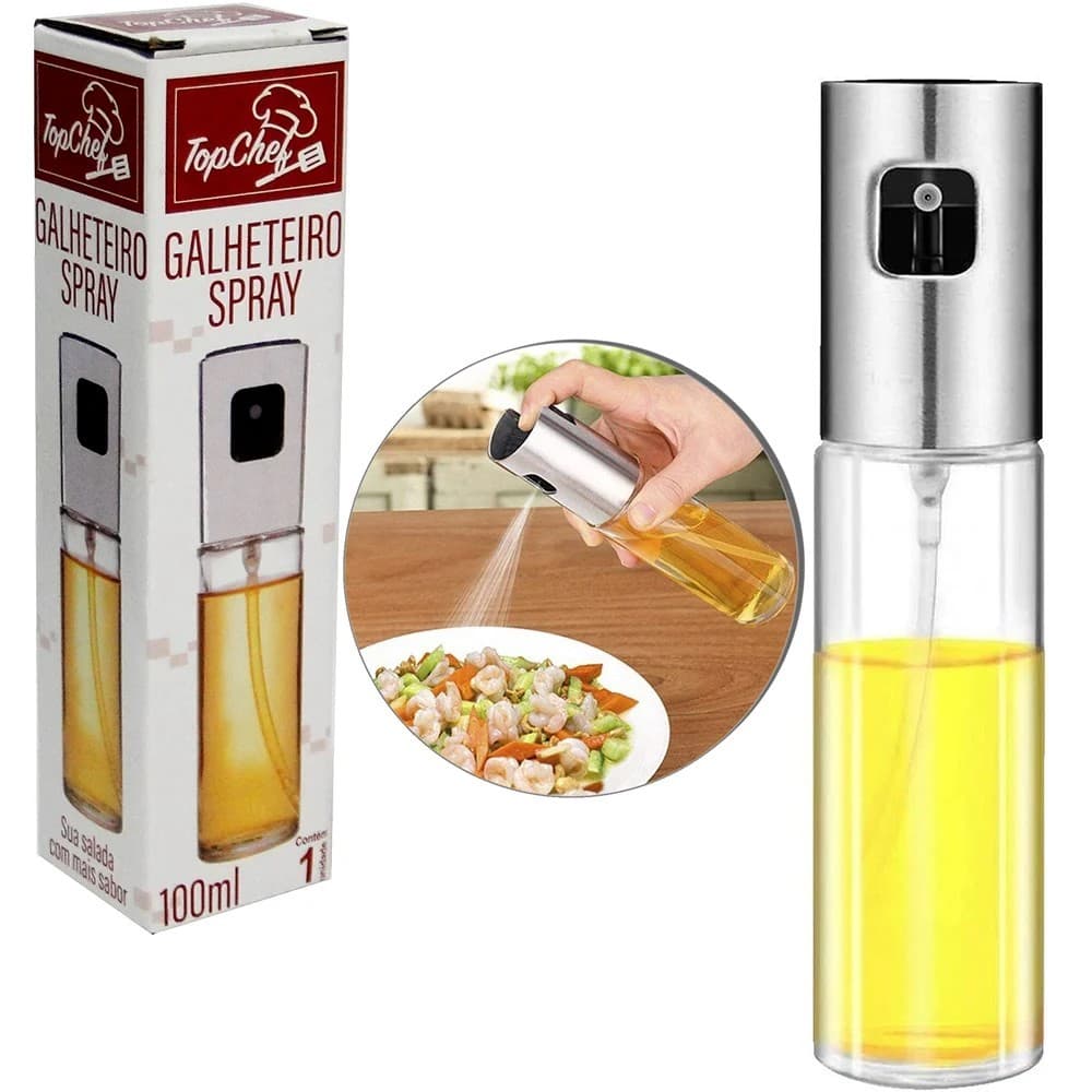 ✔ Kit Galheteiro Spray 100ml para Azeite e Óleo – Borrifador de Vidro para Temperos
