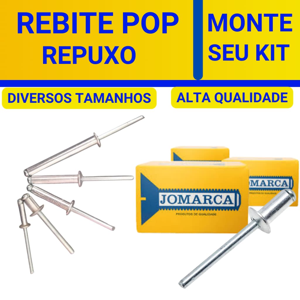 100 Rebite Pop de Alumínio Repuxo | Diversos Tamanhos | para Fixação Metais e Plásticos