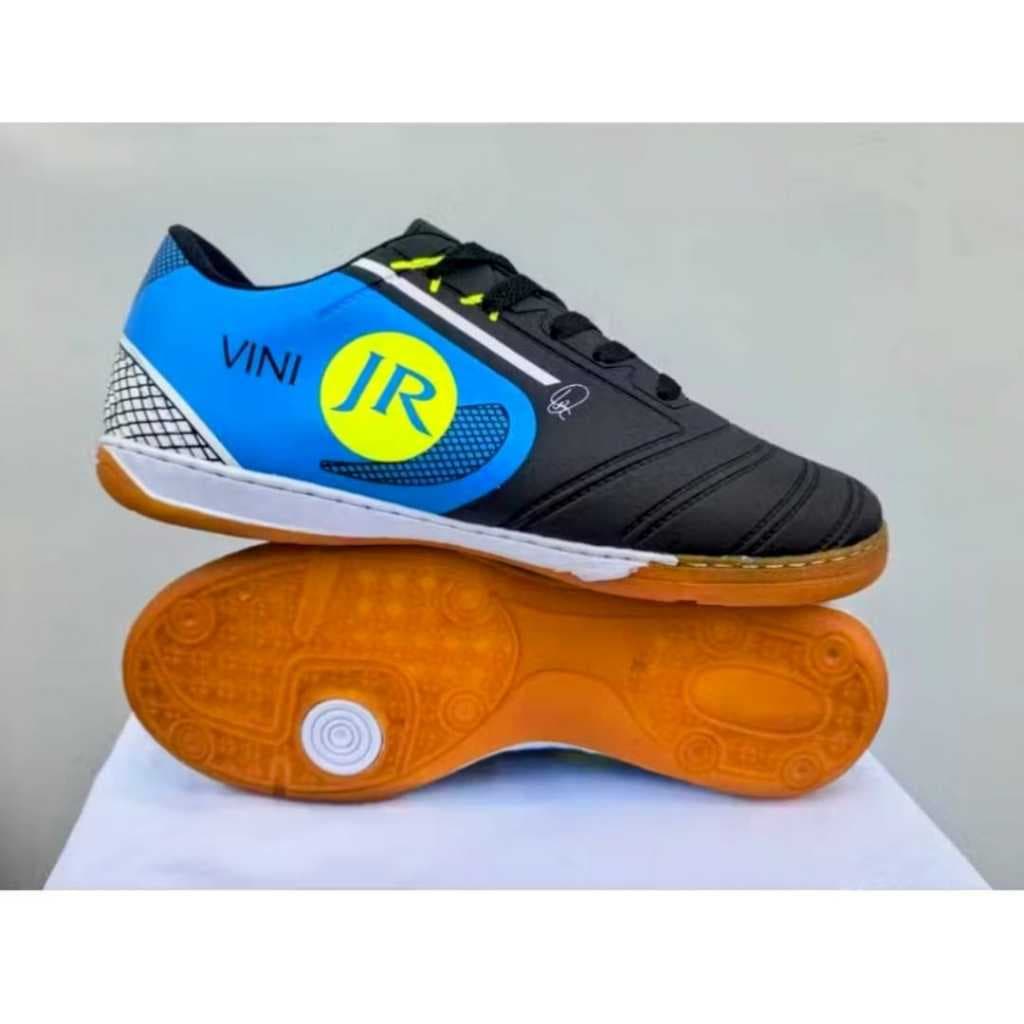 chuteira futsal vin preta/ azul,costurada, quadra, salão,esporte lazer