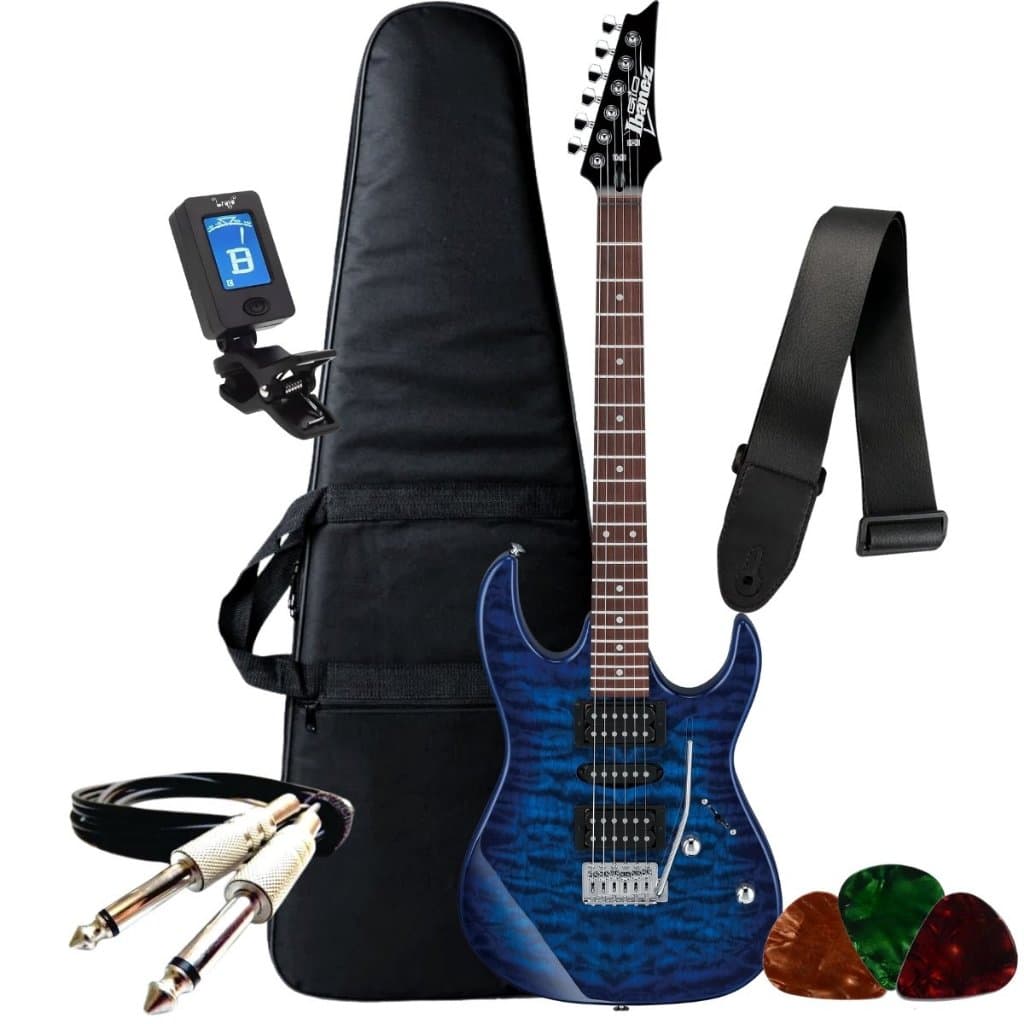 Kit Guitarra Elétrica Strato Ibanez Grx70Qa RG GIO HSH + Acessórios