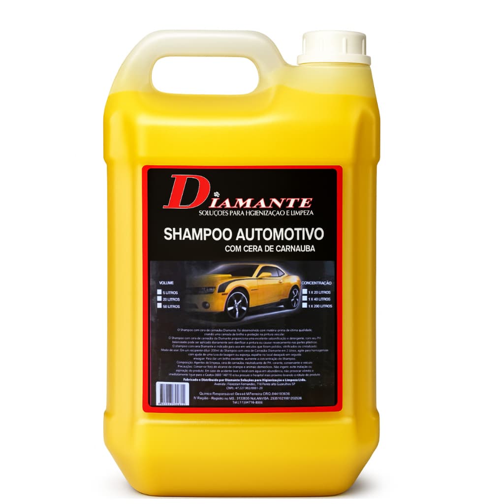 Shampoo automotivo com cera pH neutro para lavagem de carro e moto 5l  1x40
