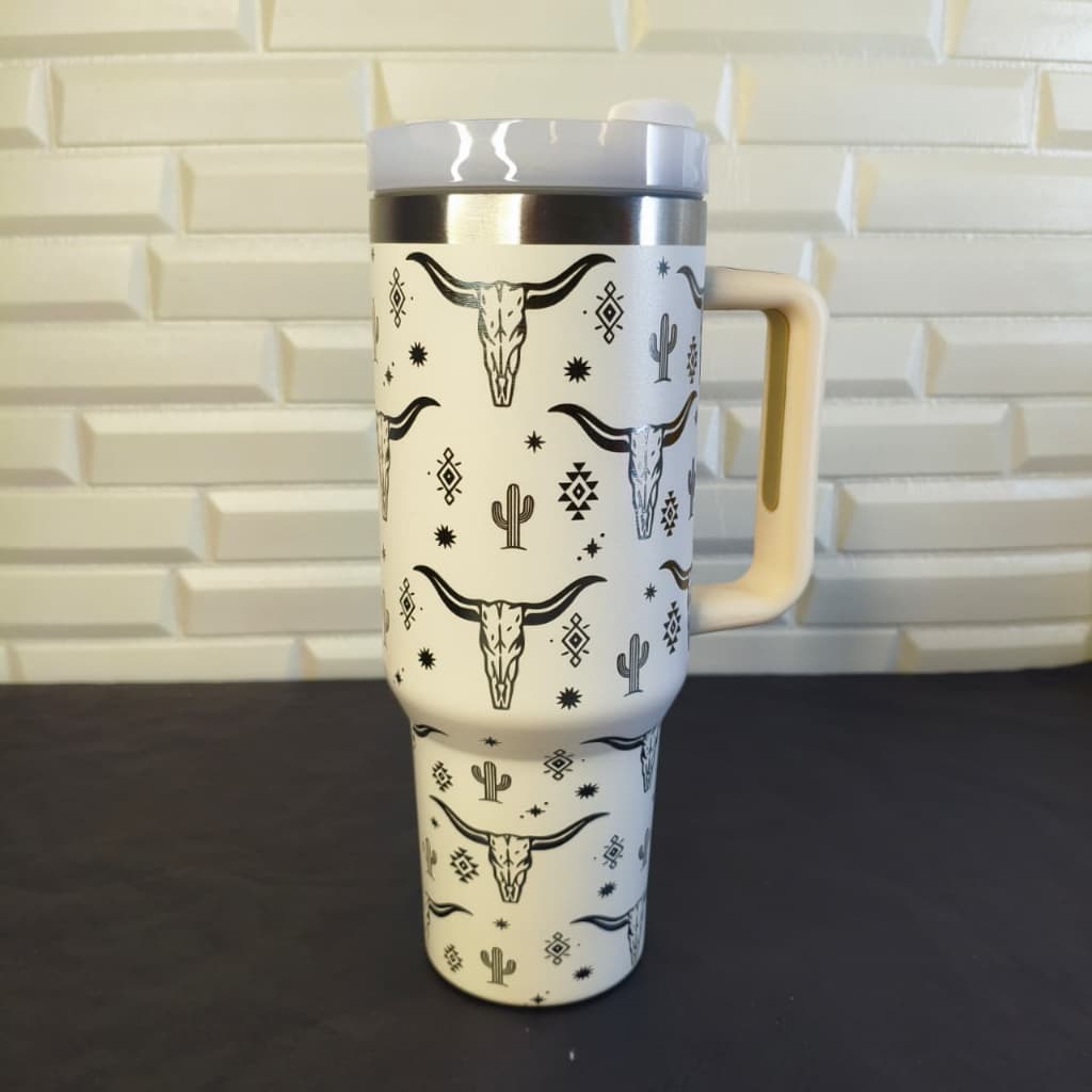Copo Térmico Country 1200ml Com Alça E Canudo Personalizado Com Nome