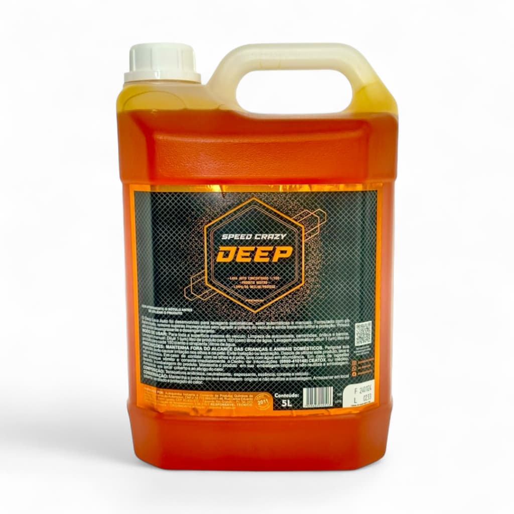 Shampoo Automotivo Deep 5 Litros Concentrado 1/100 pH Neutro Desengordurante Brilho Profundo