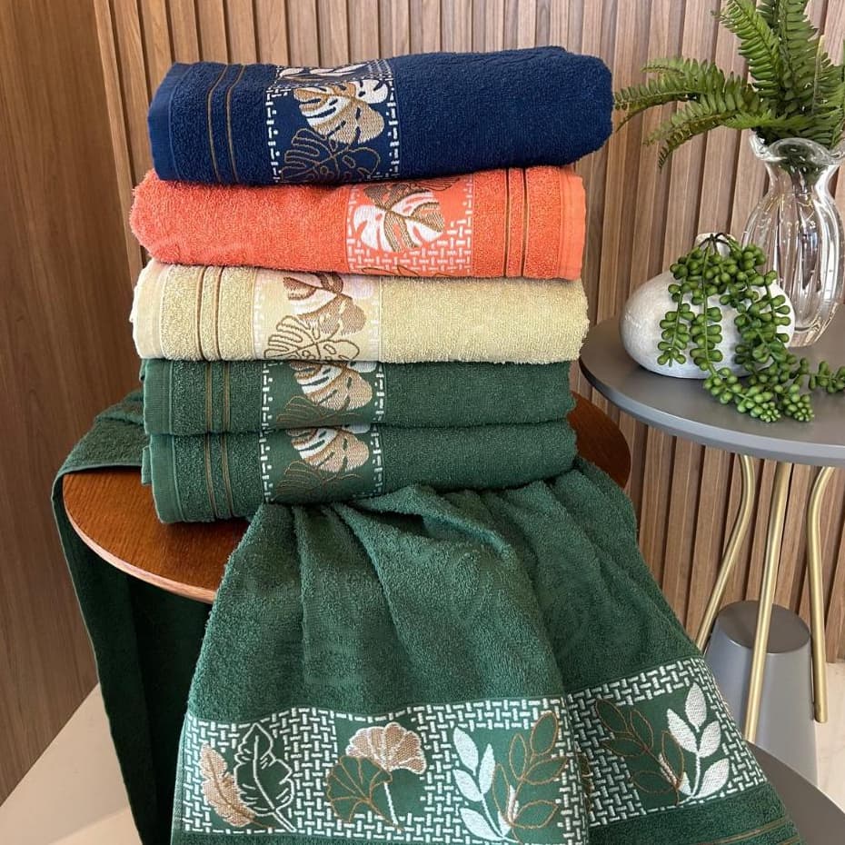 Kit 4 Toalha Banho Botanic Macias E Grossa Luxo Premium Absorvente 100%Algodao
