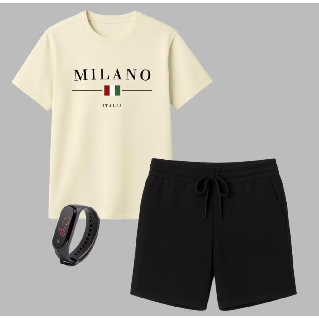 Kit Camiseta e Bermuda Masculina Short Moletom Camisa Premium