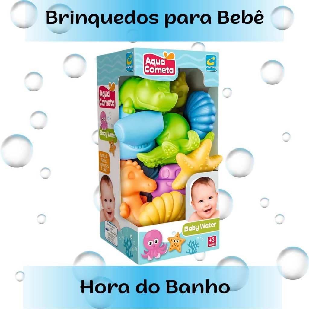 Brinquedo de Banho para Bebês Kit 10 Bichinhos Aquáticos Infantil Menina Menino