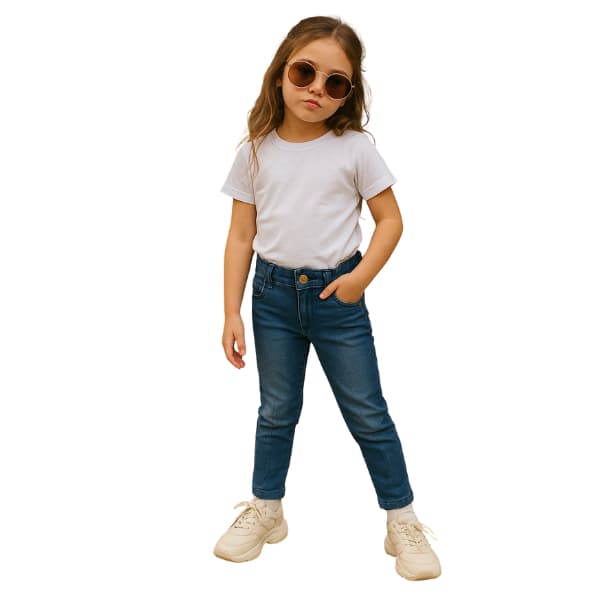 Calça Jeans Infantil Feminina Menina Skinny 4 a 8 Anos com Cós Ajustável
