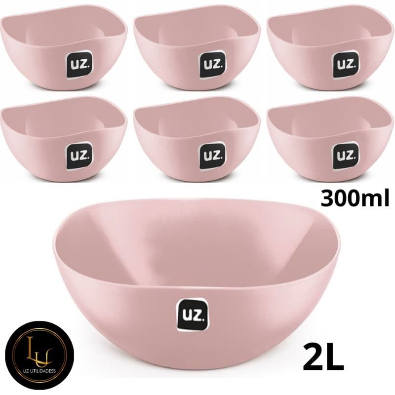 Kit 1 Saladeira 2L com 6 Cremeiras Gold 300ml UZ.