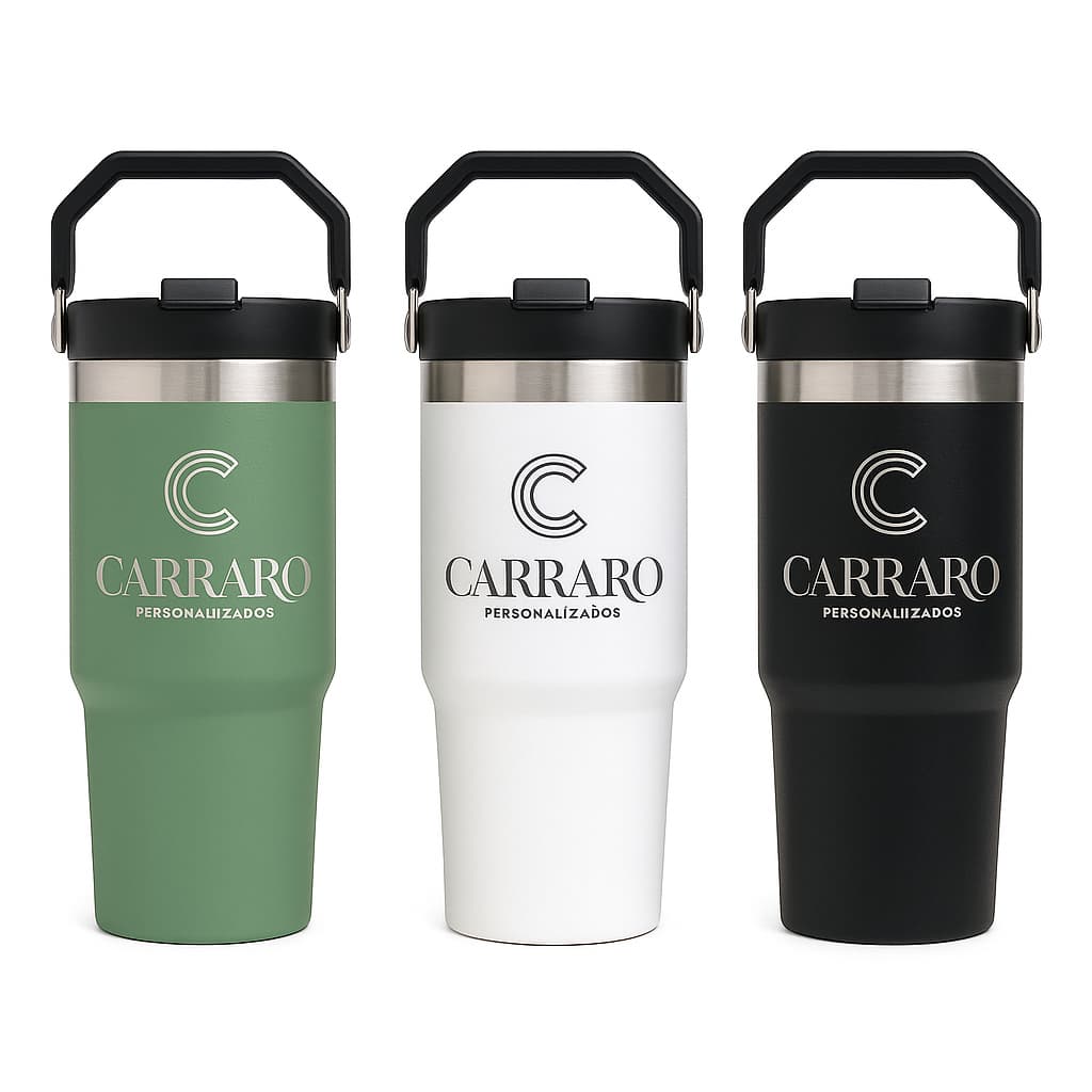 Garrafa Térmica 890ml Personalizada a Laser – Aço Inox 304 com Alça, Vedação e Estilo Exclusivo