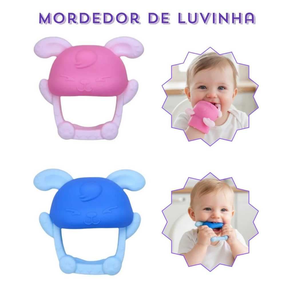 Mordedor de Luvinha Coelhinho em Silicone Alivio e Conforto Na Dentição