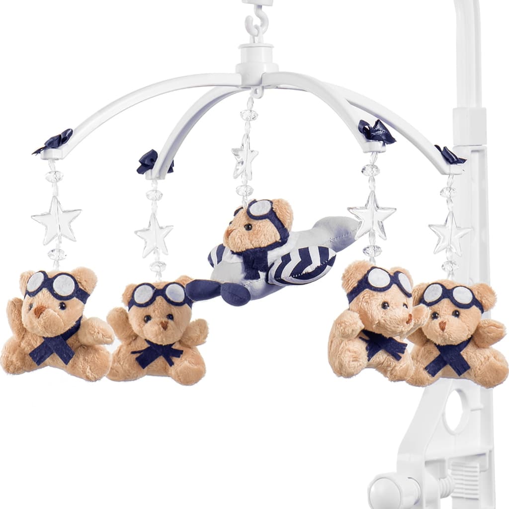 M贸bile Ber莽o Beb锚 Musical E Girat贸rio Urso Aviador Azul Marinho