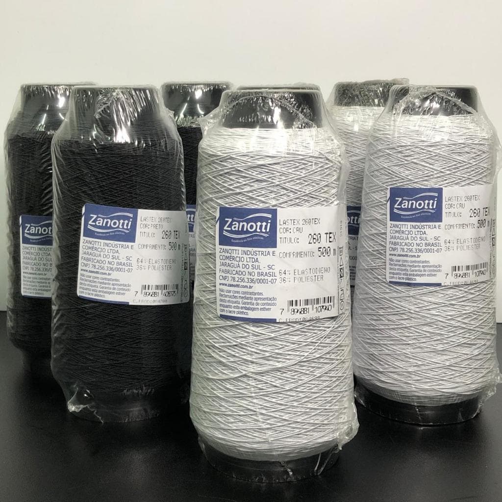 Fio de Lastex Zanotti Branco e Preto - 500 mts