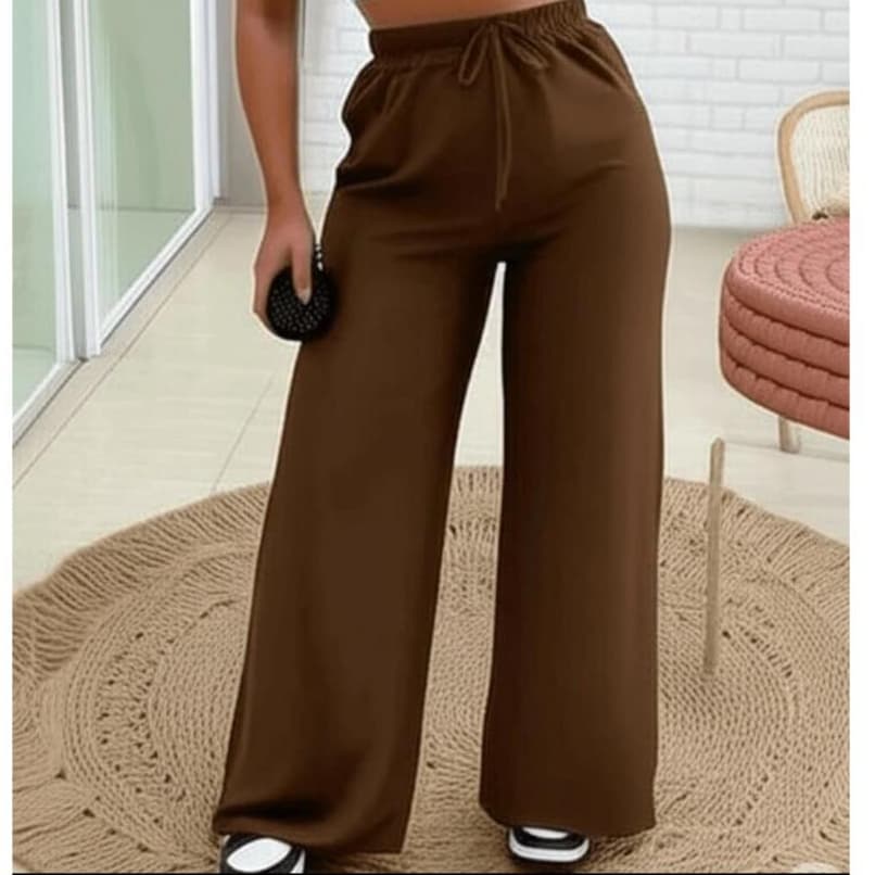 calça pantalona tecido duna com lastex elastico na cintura e bolso