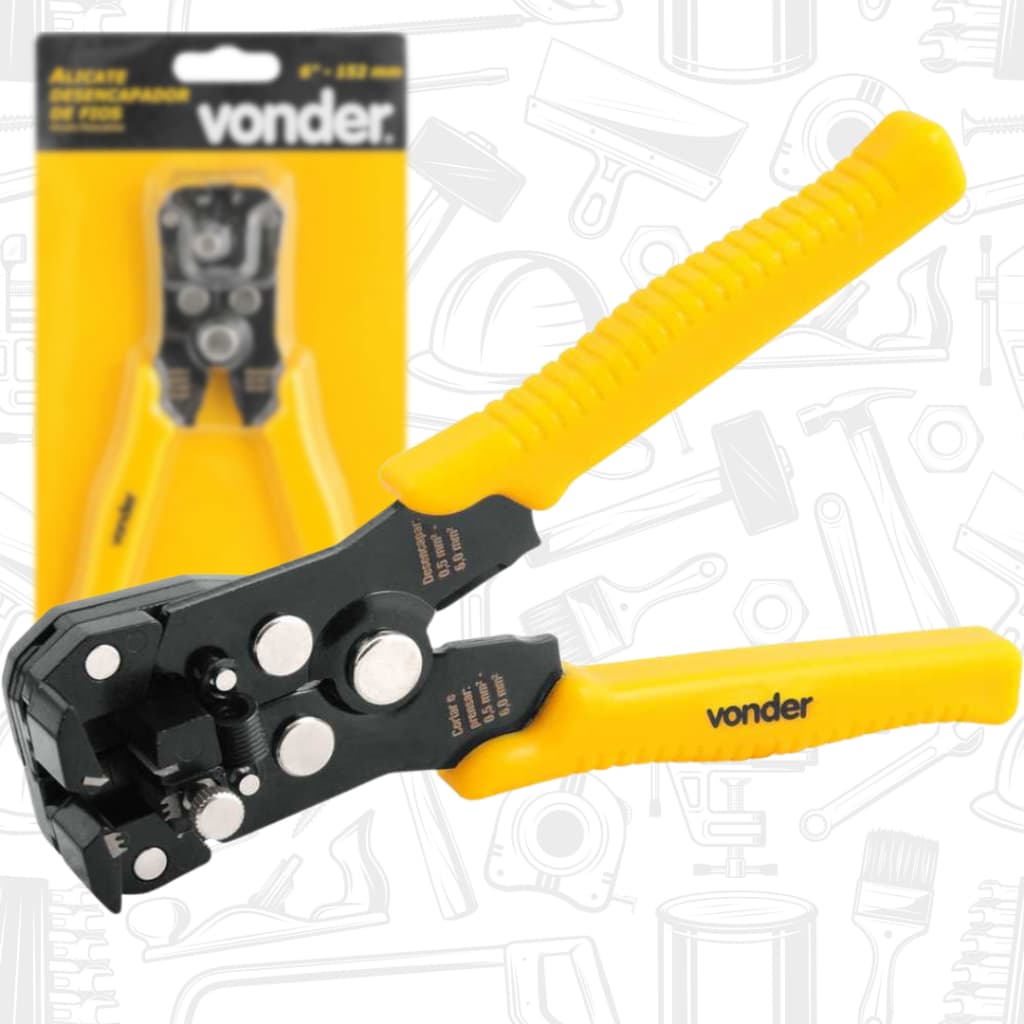 Alicate Desencapador Vonder 6" Multifunções Aço Carbono para Fios e Terminais