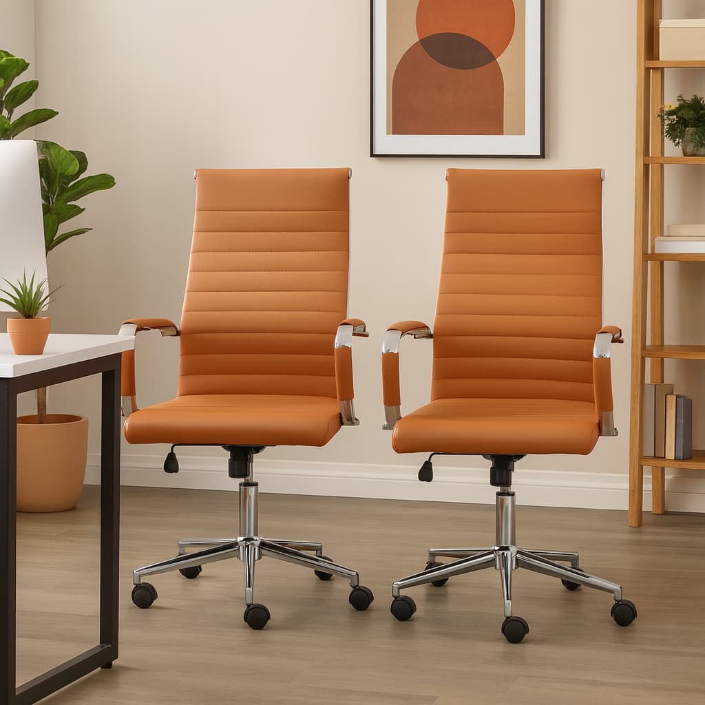 Kit 2 Cadeiras de Escritório Ergonômica Presidente Executiva Esteirinha Alta Eames Diversas Cores