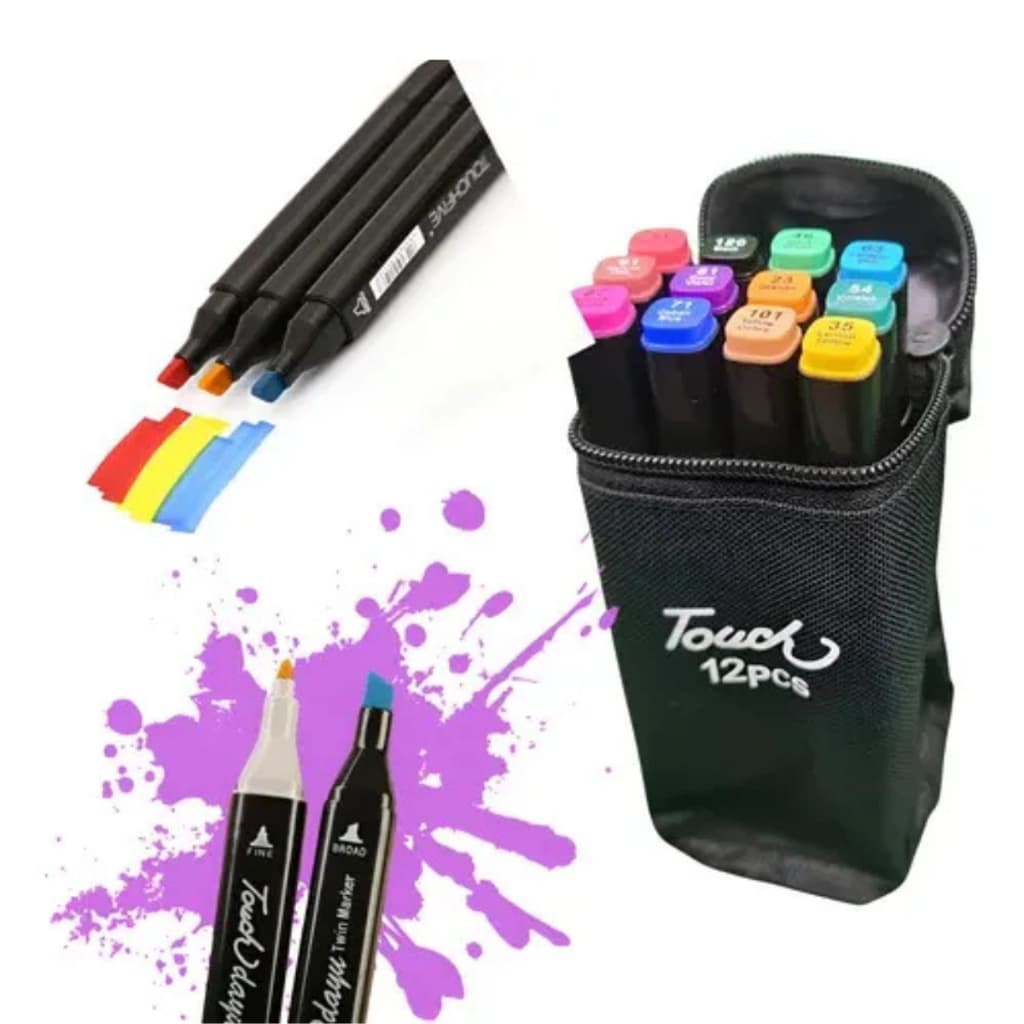Kit Canetas Touch Ponta Dupla – 24 ou 36 Cores Vibrantes, Ponta Fina e Ponta Grossa