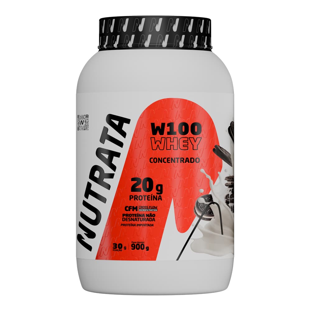 Whey Concentrado W100 - Sabor Cookies e Cream  900g - Nutrata