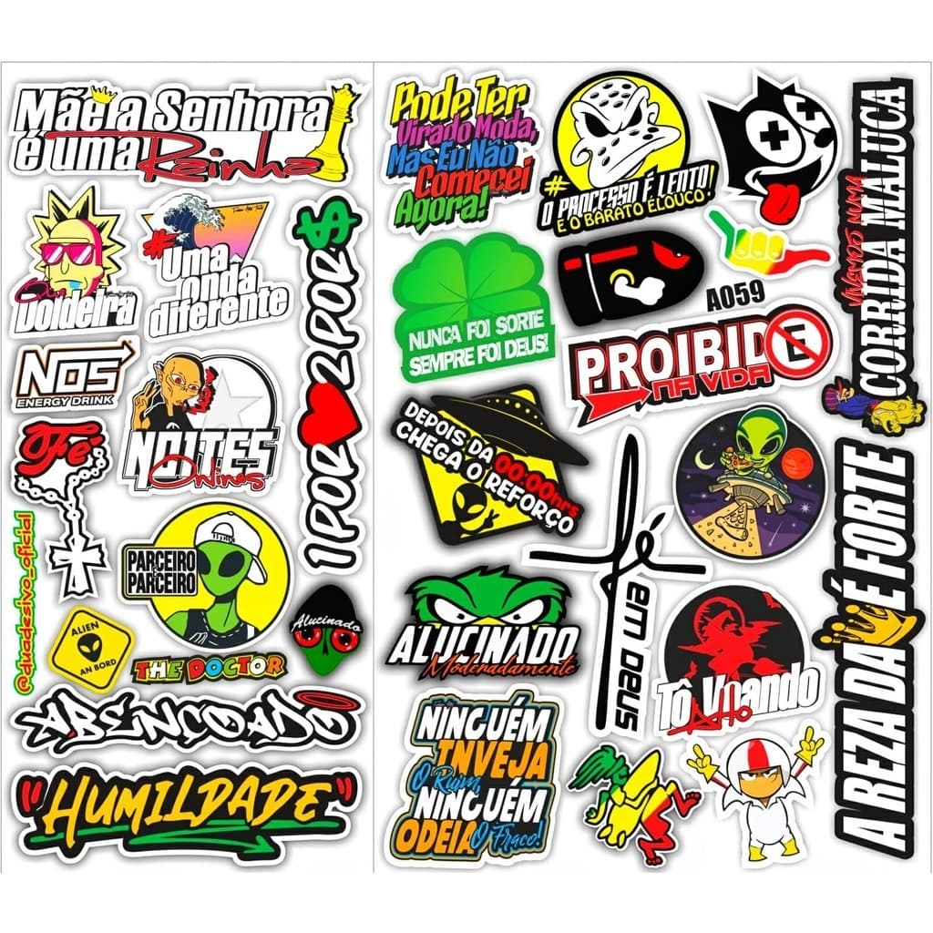 Kit 30 Adesivo Para Caminhão Caminhoneiro Carro Moto Desenhos Frases Alta Resolução Bom Tamanho