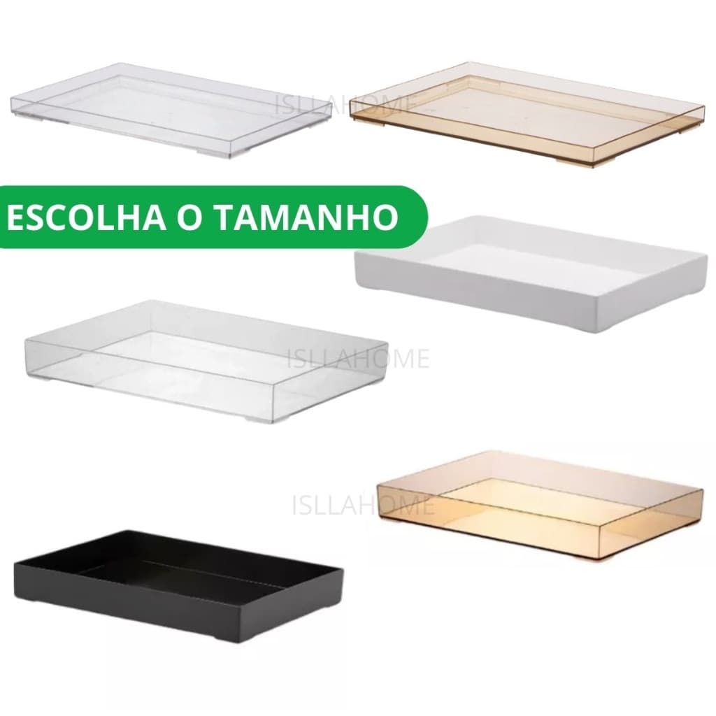 Bandeja em Acrílico Tamanho P ou G Organização Maquiagem Perfume Decoração Lavabo