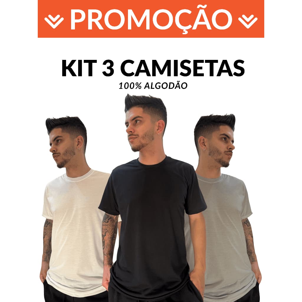 Kit 3 Camisetas Masculinas Básicas Leves e Macias Para o Dia a Dia