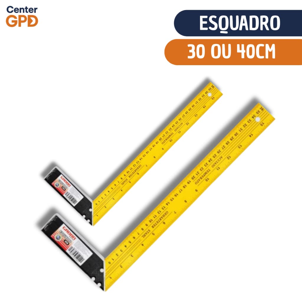 Esquadro Metálico Aço de 40cm ou 30cm + Nível 40cm ou 30cm | Régua Carpinteiro Pedreiro
