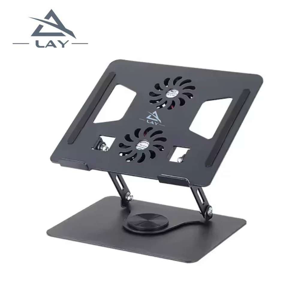 Suporte De Mesa Metal Com Cooler Para Notebook Ate 17" Giratoria 360° LAY Yl-906