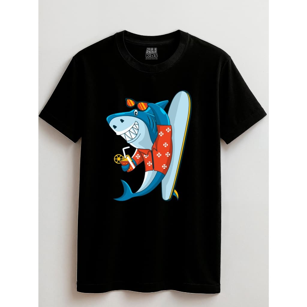 Camiseta Shark Tubarão Juvenil e Infantil 2 ao 16 anos Algodao Tshirt