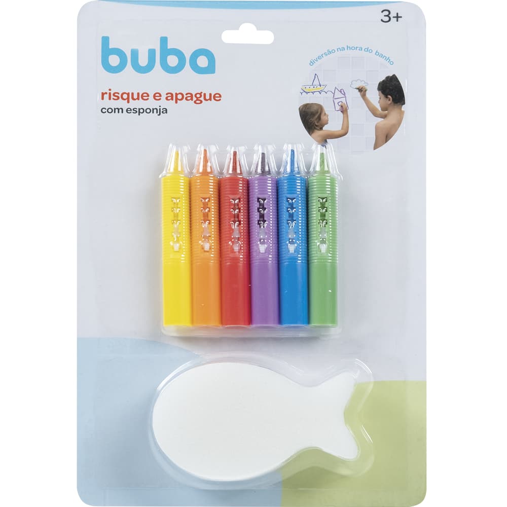 Giz Lápis Risque e apague colorido com esponja buba caneta banho diversão