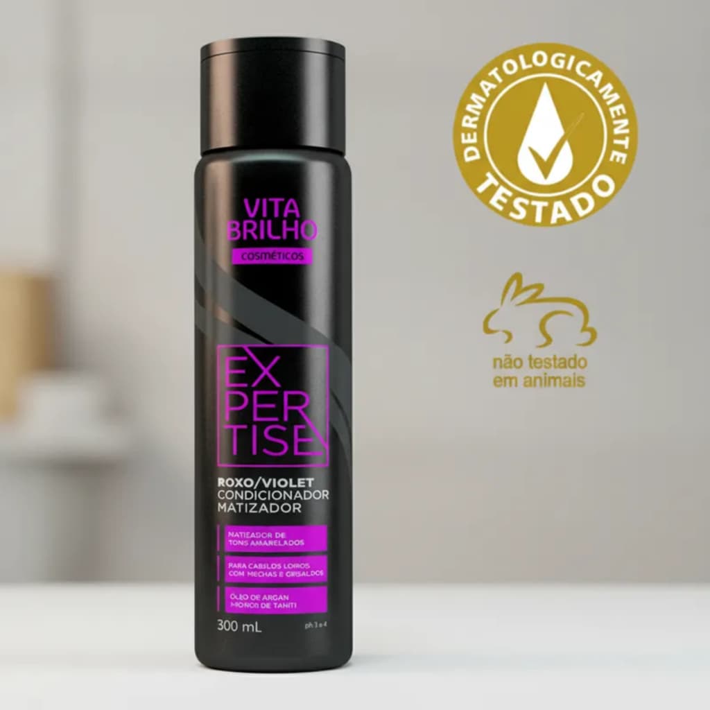 Condicionador Matizador Tons Amarelados Loiro Platinado Grisalhos Hidratação Cor  Vita Brilho 300ml
