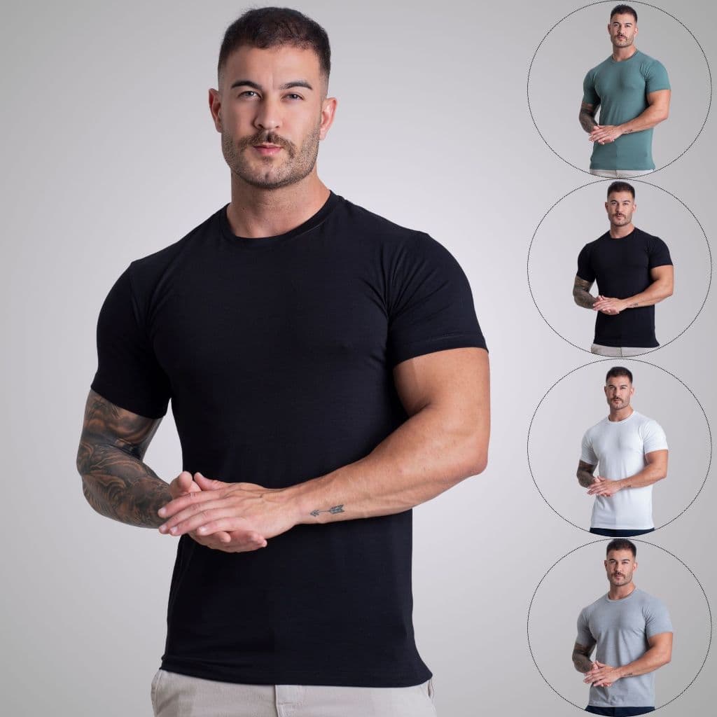 Kit 5 Camisetas Algodão Egípcio Original Camiseta Basica Masculina Slim T-shit Tech Com Elastano.