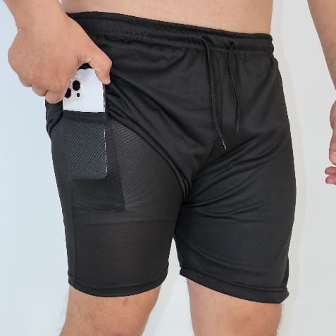 Shorts Masculino Bermuda 2 em 1 Dry Fit Para Academia Corrida Treino Musculação