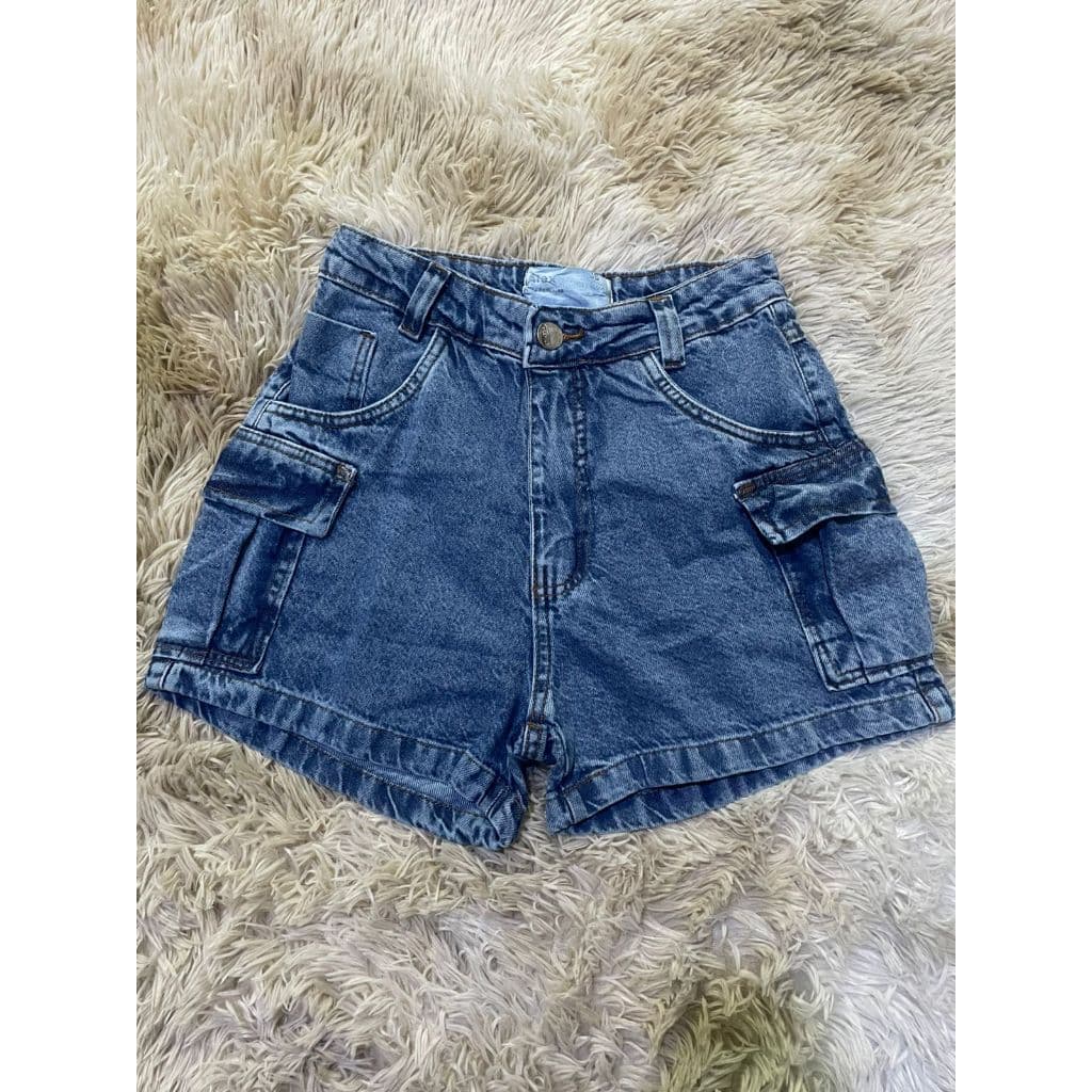 Shorts Cargo Jeans Feminino