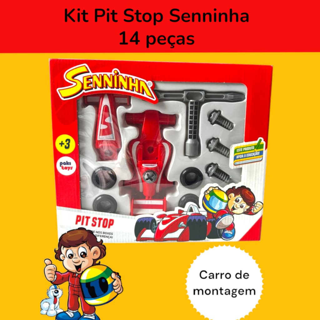 Carro Brinquedos de Menino Senninha F1de montar 14 Pcs/ Kit Pit Stop de Corrida Infantil