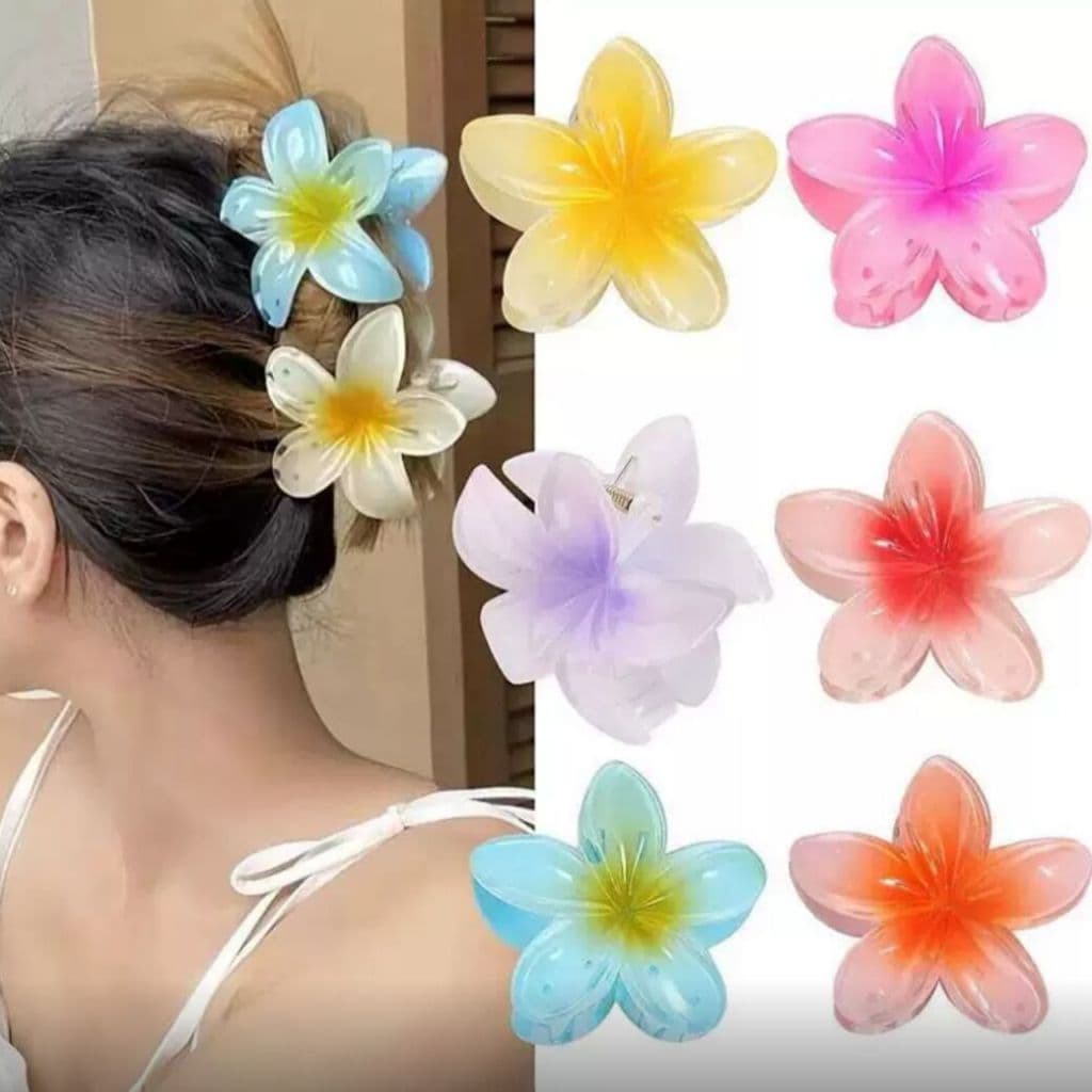 Piranha De Cabelo Flor Colorida Brilhante Presilha Grampo Para Feriado Praia Piscina 8CM