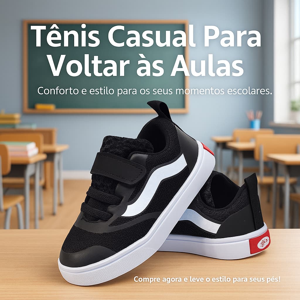 Tênis Escolar Preto Infantil Menino- Resistente e Confortável - 20 ao 33 Envio Imediato