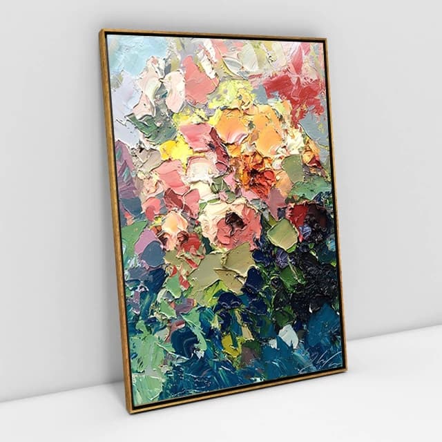 Quadro Floral Vitalidade Moderno Pintura Abstrata Quarto
