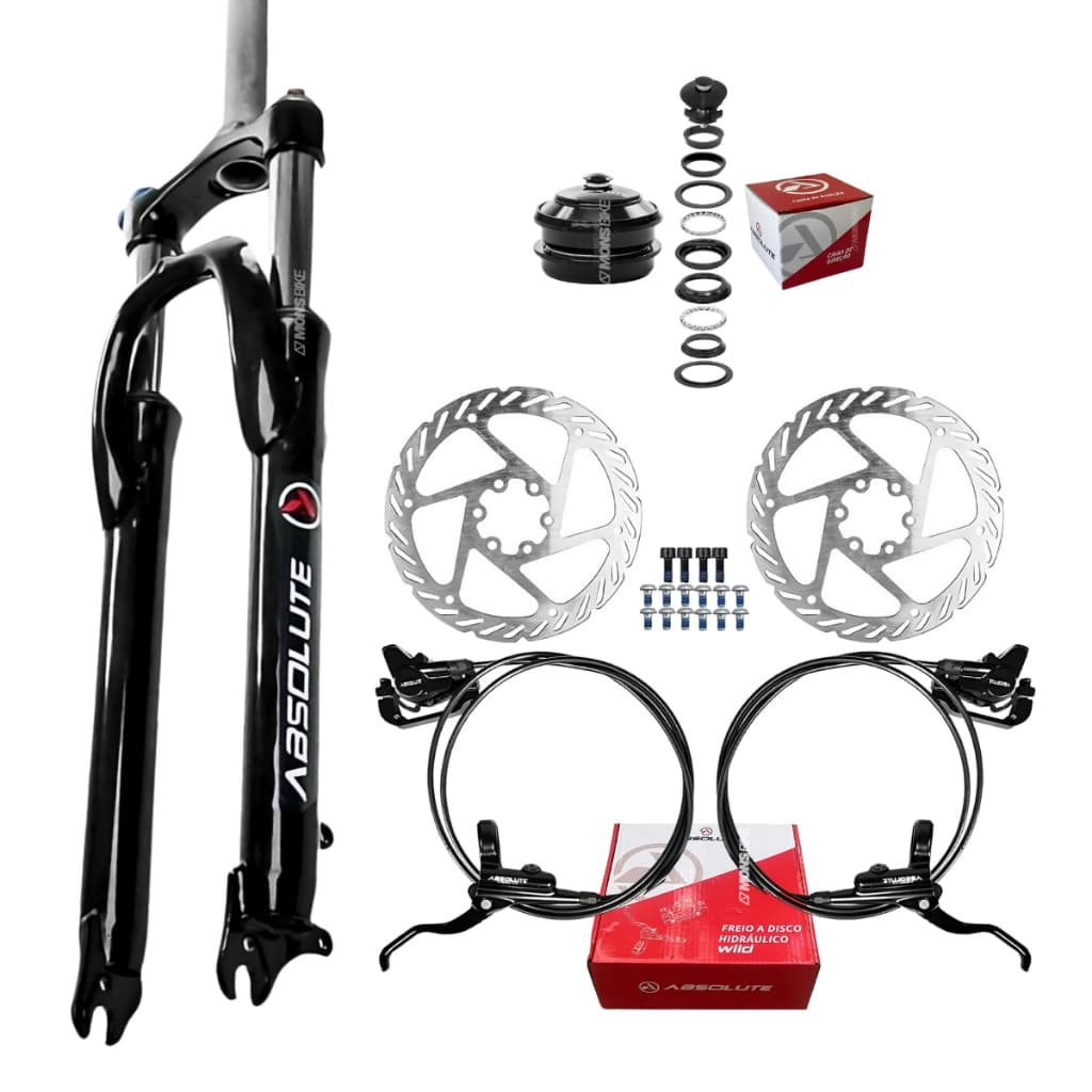 Garfo Suspensão Aro 29 Absolute Amortecedor Com Trava + Freio Hidráulico Absolute + Direção Aheadset