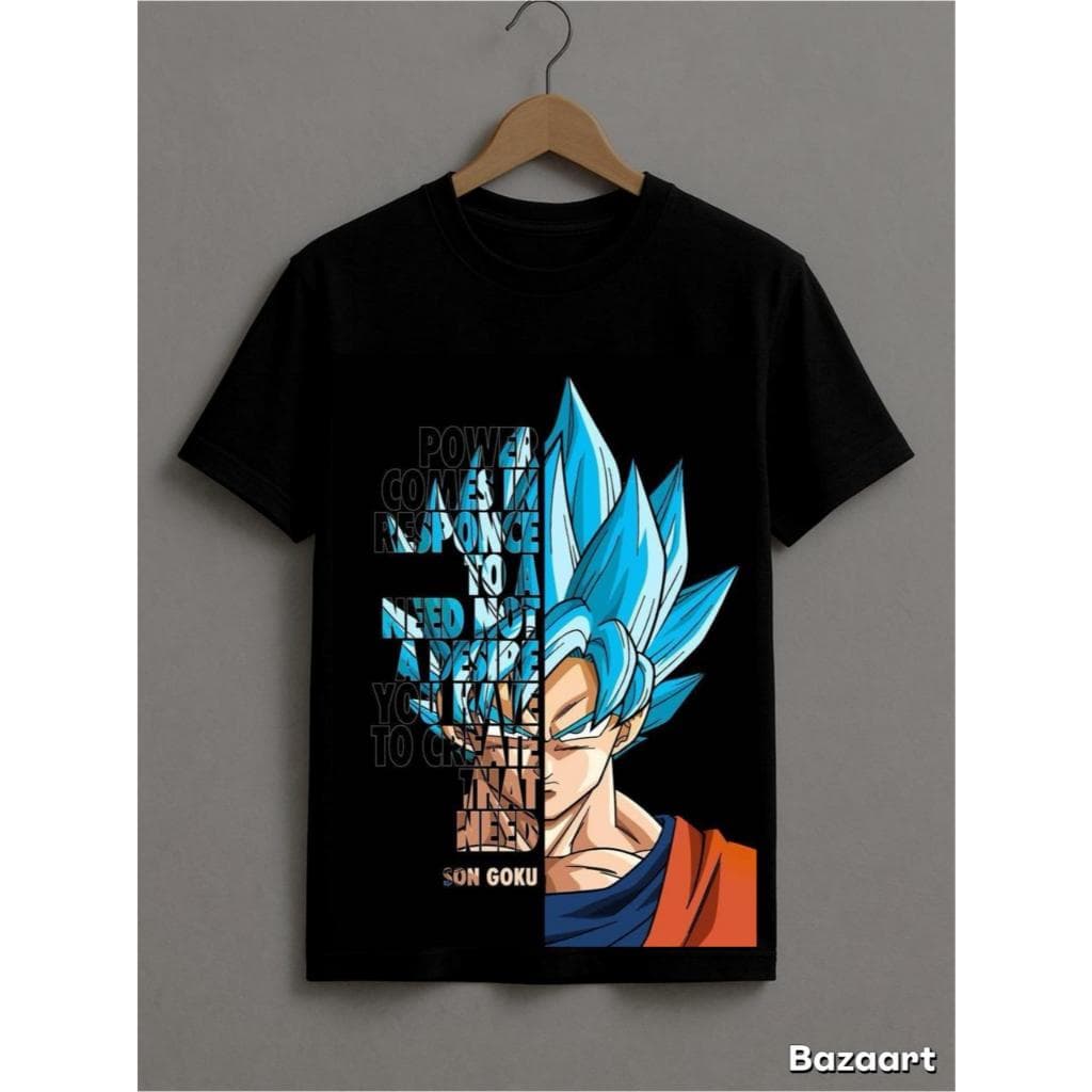 Camiseta Masculina100% Algodao/Feminina Anime Dragon Ball – Goku Super Saiyan Blue