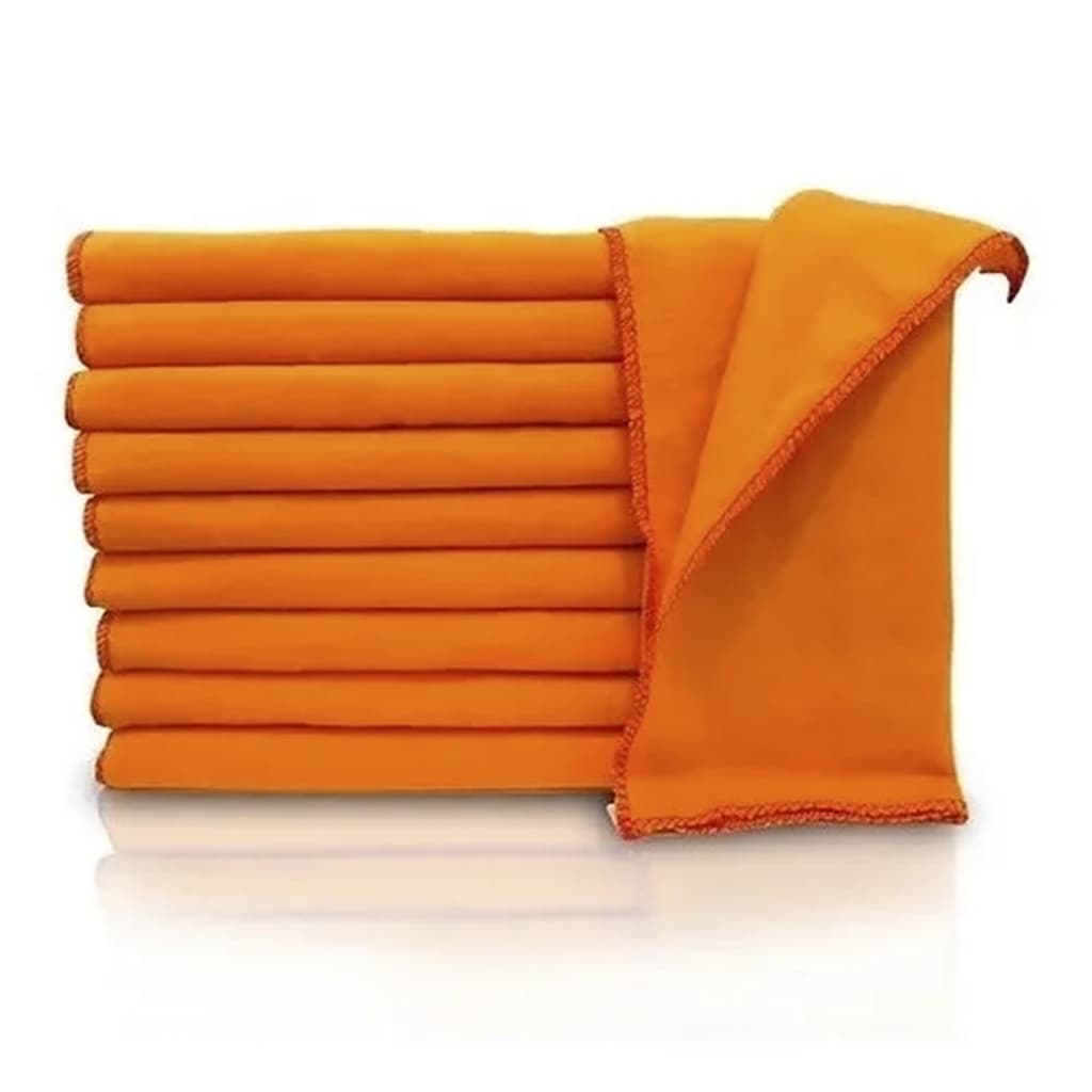 Flanelas Grande Laranja 100% Algodão Limpeza Sem Riscar Absorção Multiuso Automotivo 38x58cm