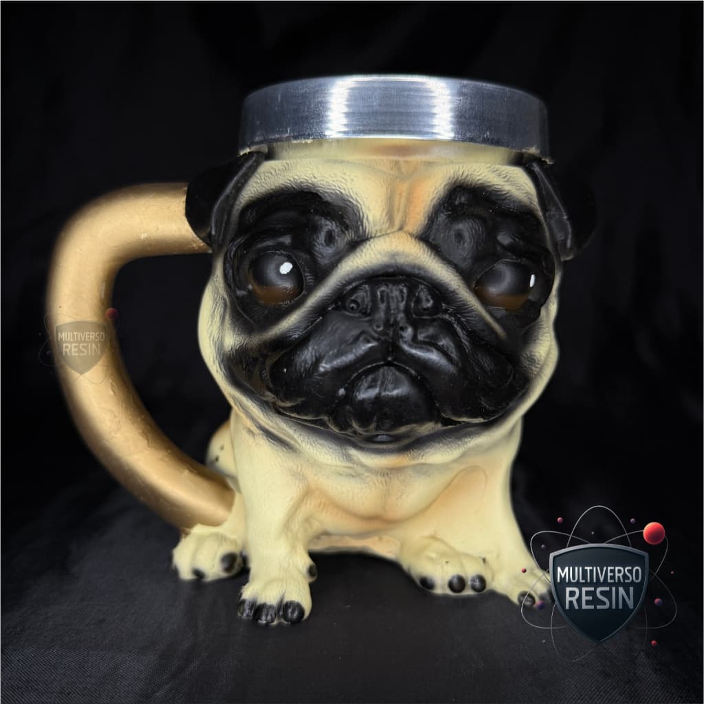 Caneca/Copo Cachorro Pug 3D Resina