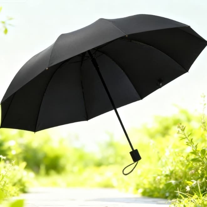 Guarda Chuva Grande 10 Varetas 120cm Preto Sombrinha Dobrável Abertura e fechamento manual