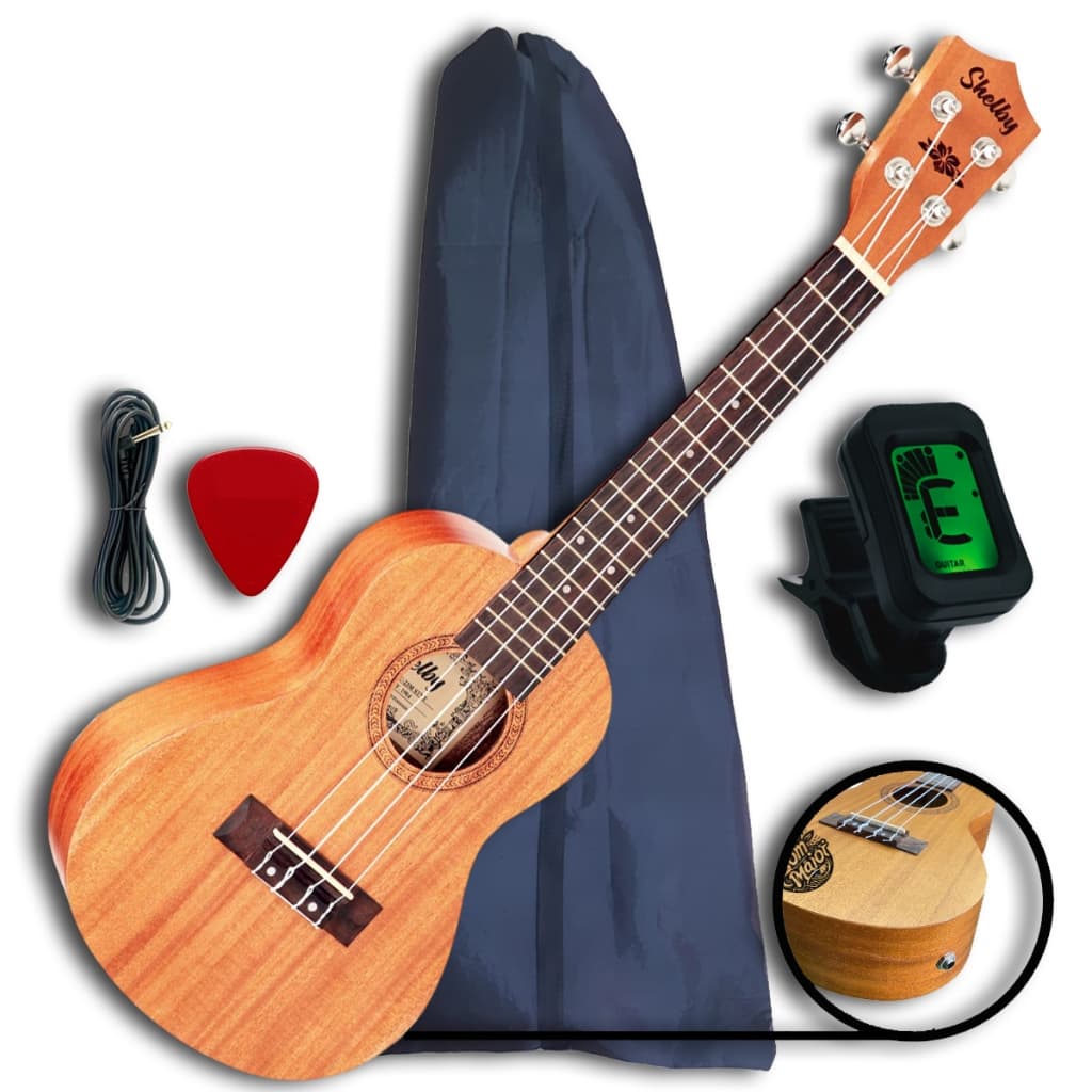 Ukulele Concert Shelby SU23M Eletroacústico Kit Com Capa, Afinador e Palheta