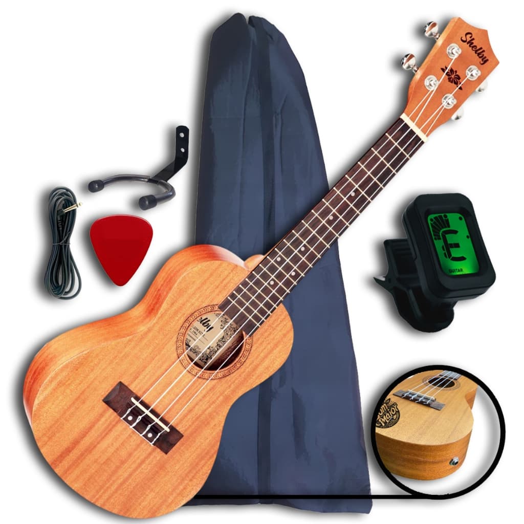 Ukulele Concert Shelby SU23M Eletroacústico Kit Com Capa, Afinador Suporte e Palheta