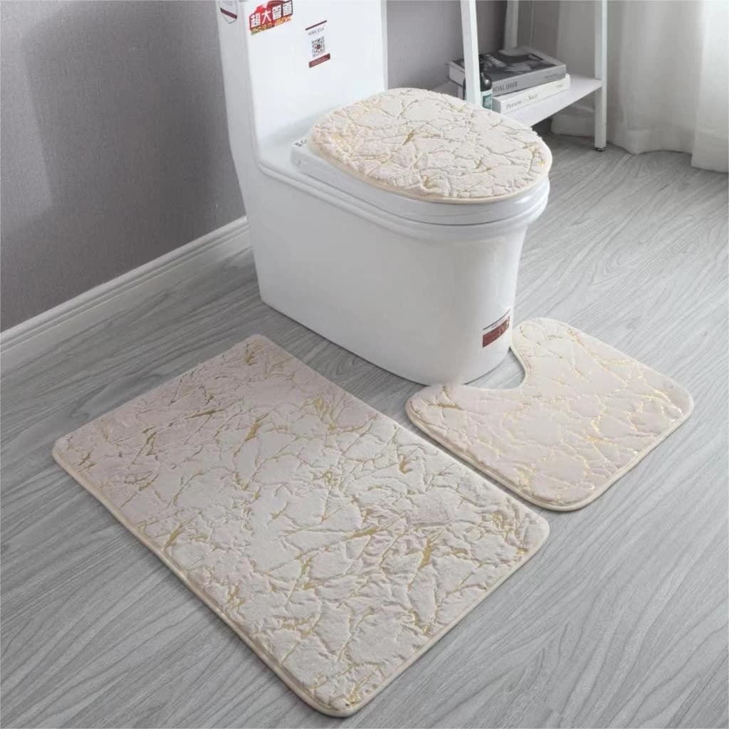 Conjunto de tapetes de banheiro de mármore, luxuosos, modernos e decorativos, antiderrapantes