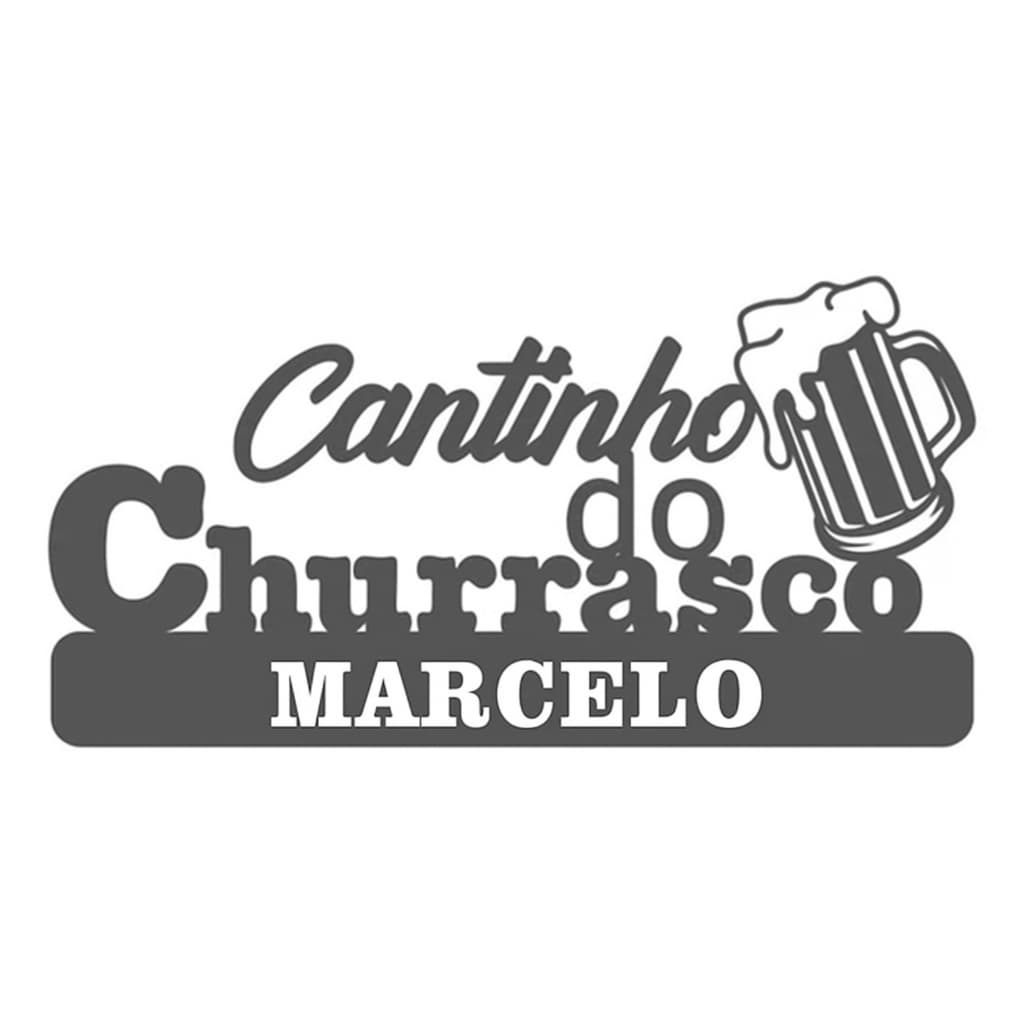 Placa Decorativa Cantinho Do Churrasco Com Nome Mdf 45x20cm