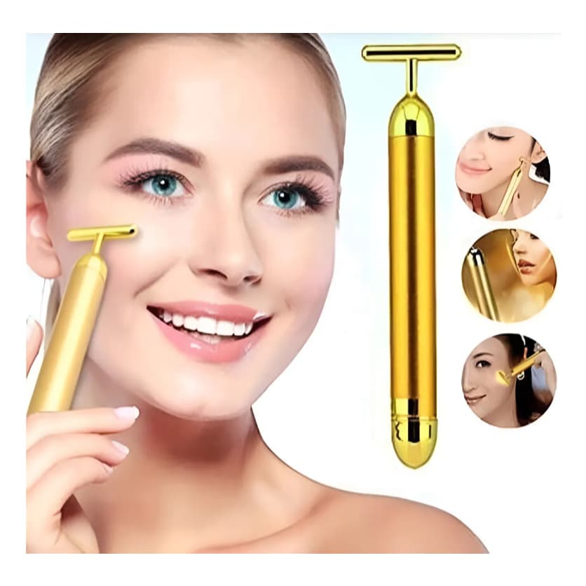 Ecomixshop Massageador Facial Vibrata Gold Harmonização Antirugas Botox Cor Dourado
