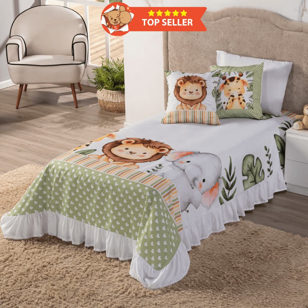 Colcha Infantil Solteiro com 6 Peças – Cobre-Leito 1,70x2,30 | Decoração Divertida para Crianças